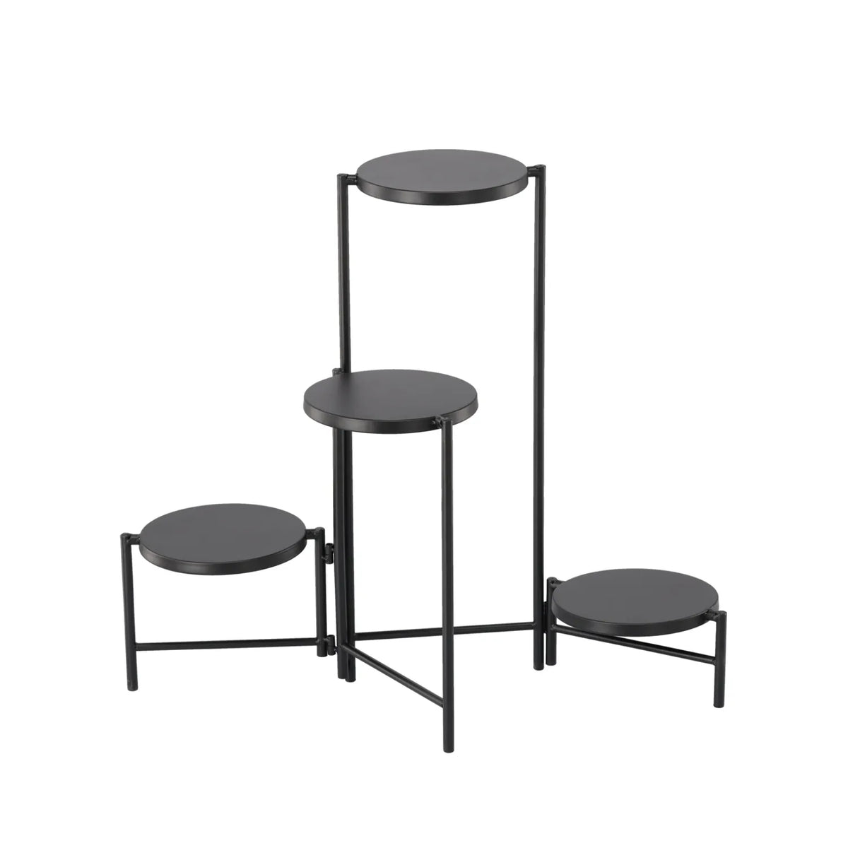 Suport cu 4 niveluri pentru flori și plante, 60 × 43 × 60 cm, negru