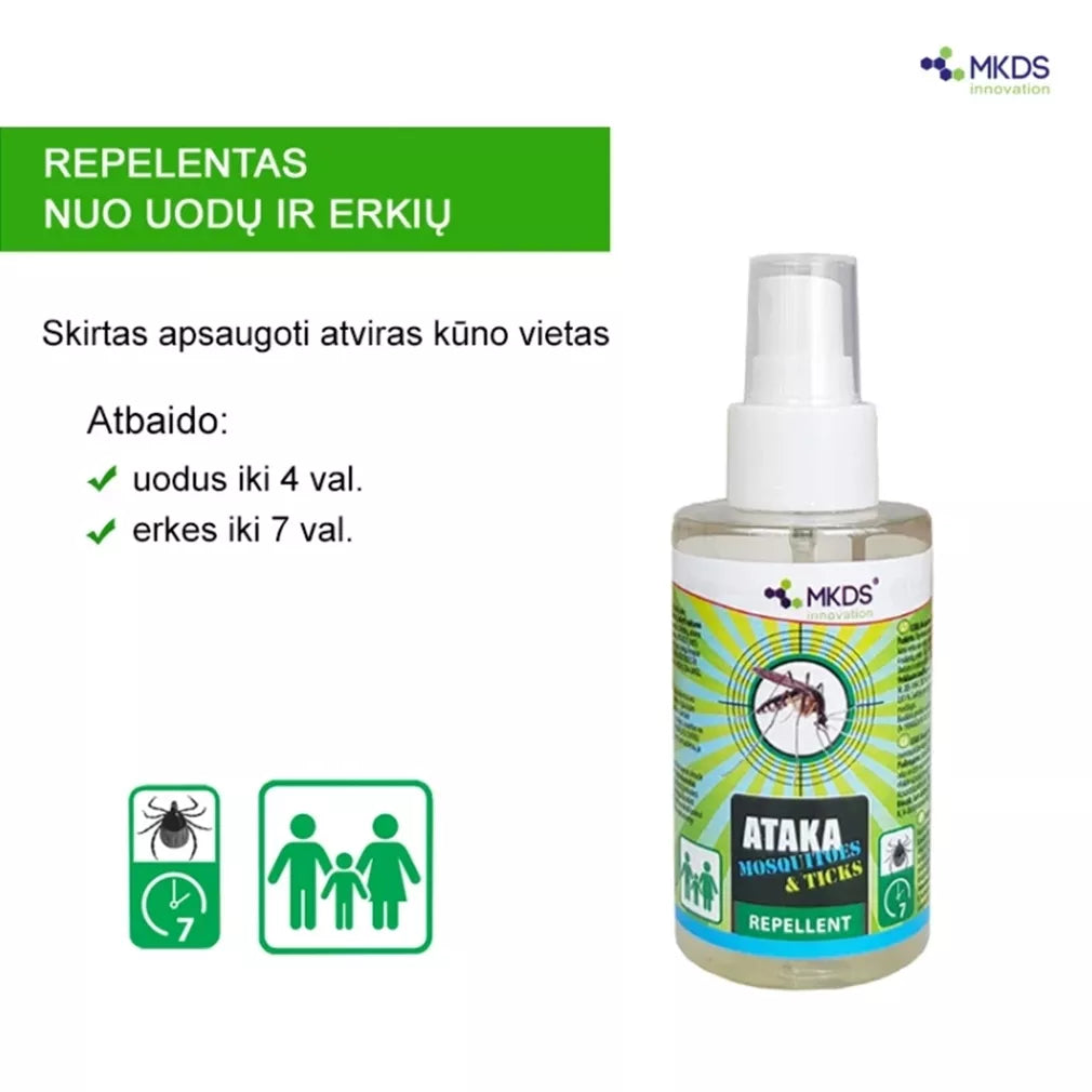 ATAKA Mosquitoes & Ticks – repelent împotriva țânțarilor și căpușelor, 100 ml