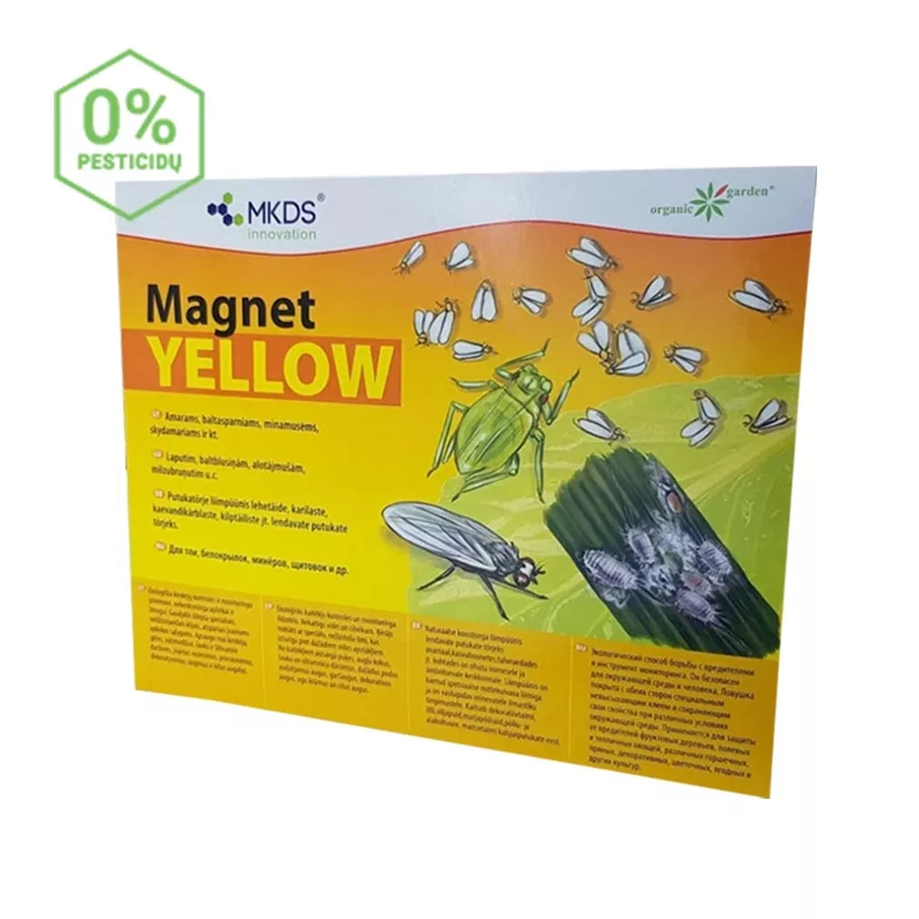 MAGNET galben (20x25 cm) – capcană pentru musculițe albe, afide și tripși