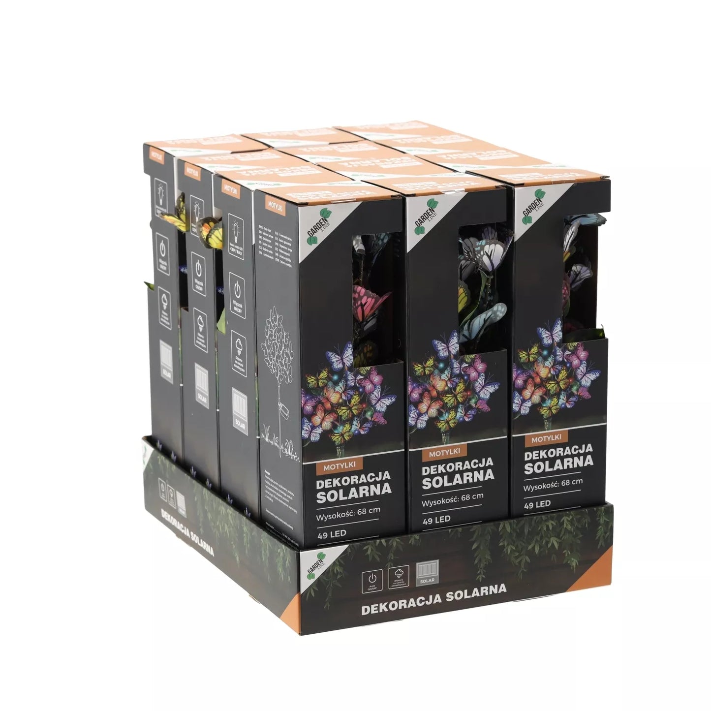 Decorațiune de grădină alimentată cu energie solară cu fluturi LED, 68 cm
