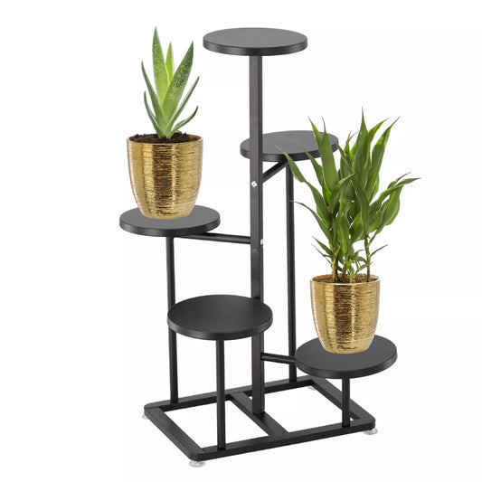Suport cu 5 niveluri pentru flori și plante 47 × 47 × 80 cm, negru
