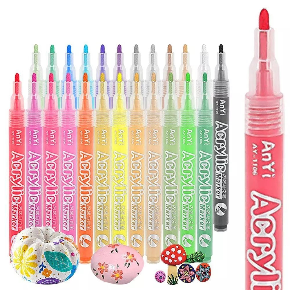 Marcatoare tip marker-flomaster acrilice, 12 buc.