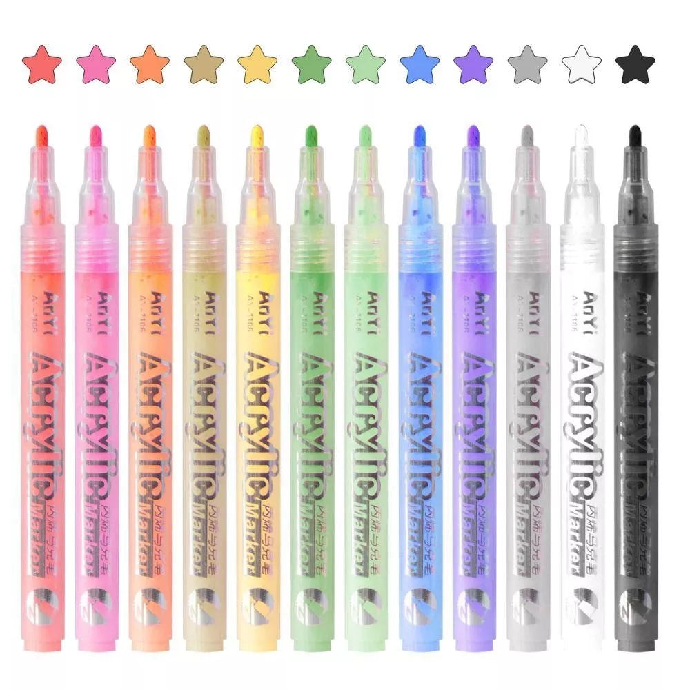 Marcatoare tip marker-flomaster acrilice, 12 buc.