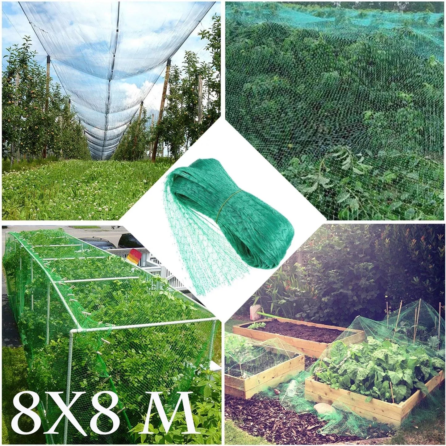 Plasă de protecție împotriva păsărilor, 8 x 8 m