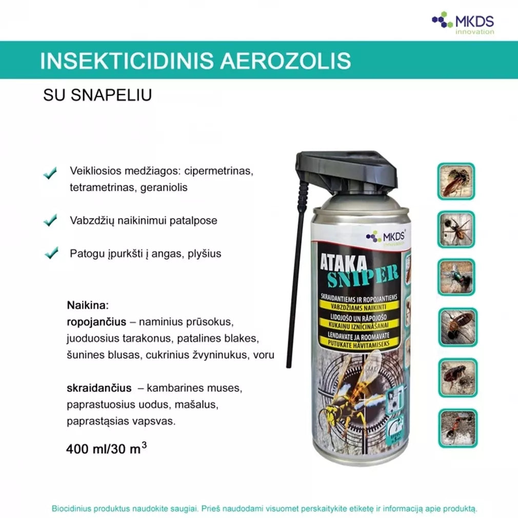 Ataka SNIPER insecticid pentru insecte zburătoare și târâtoare, 400 ml
