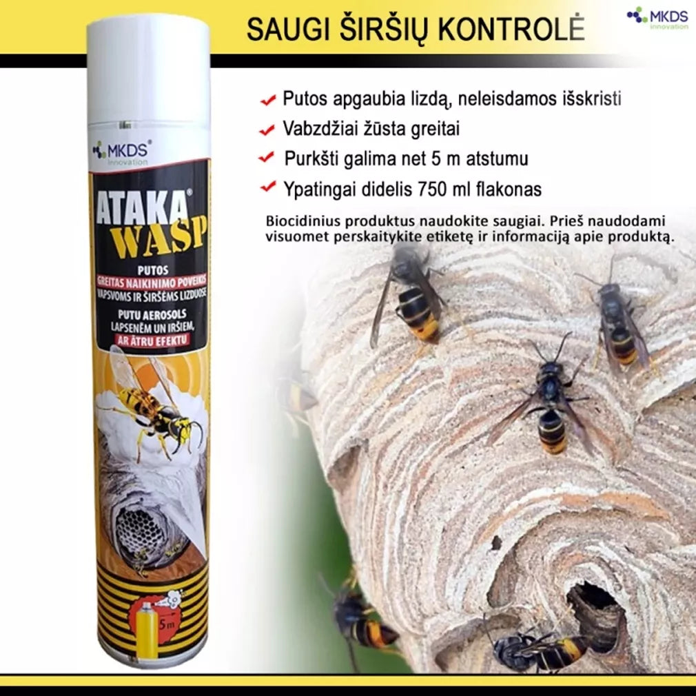 Spumă ATAKA WASP pentru viespi și bondari, 750 ml