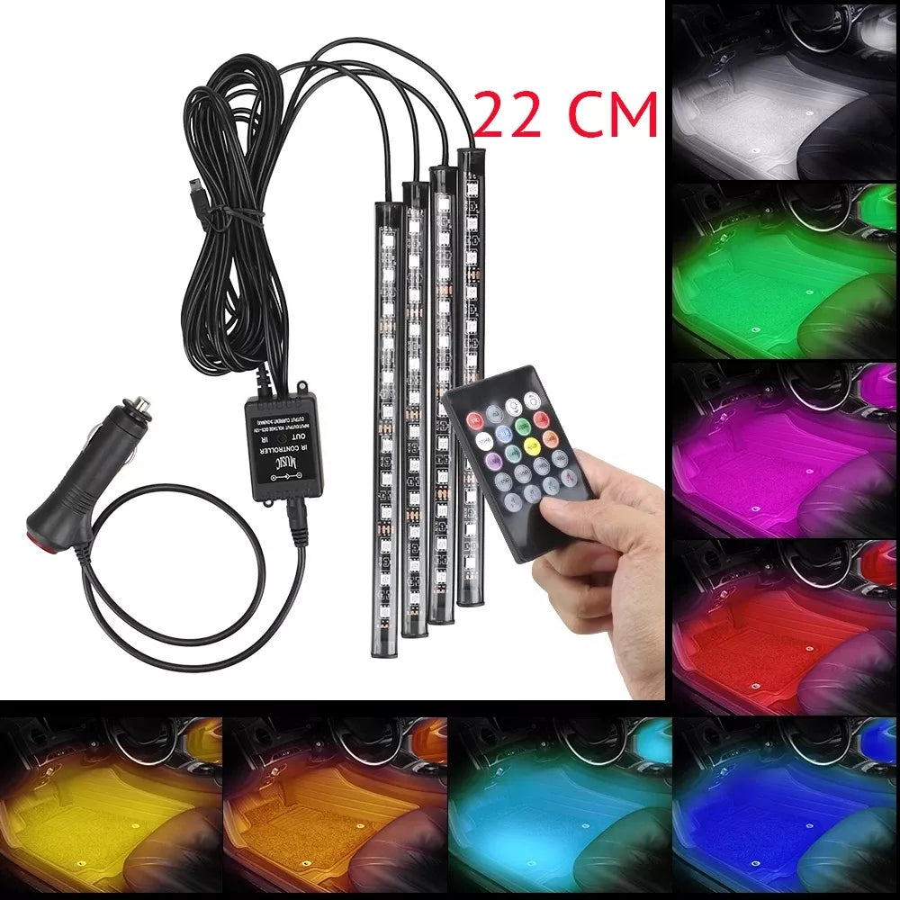 Bețișoare LED RGB pentru mașină, 22CM