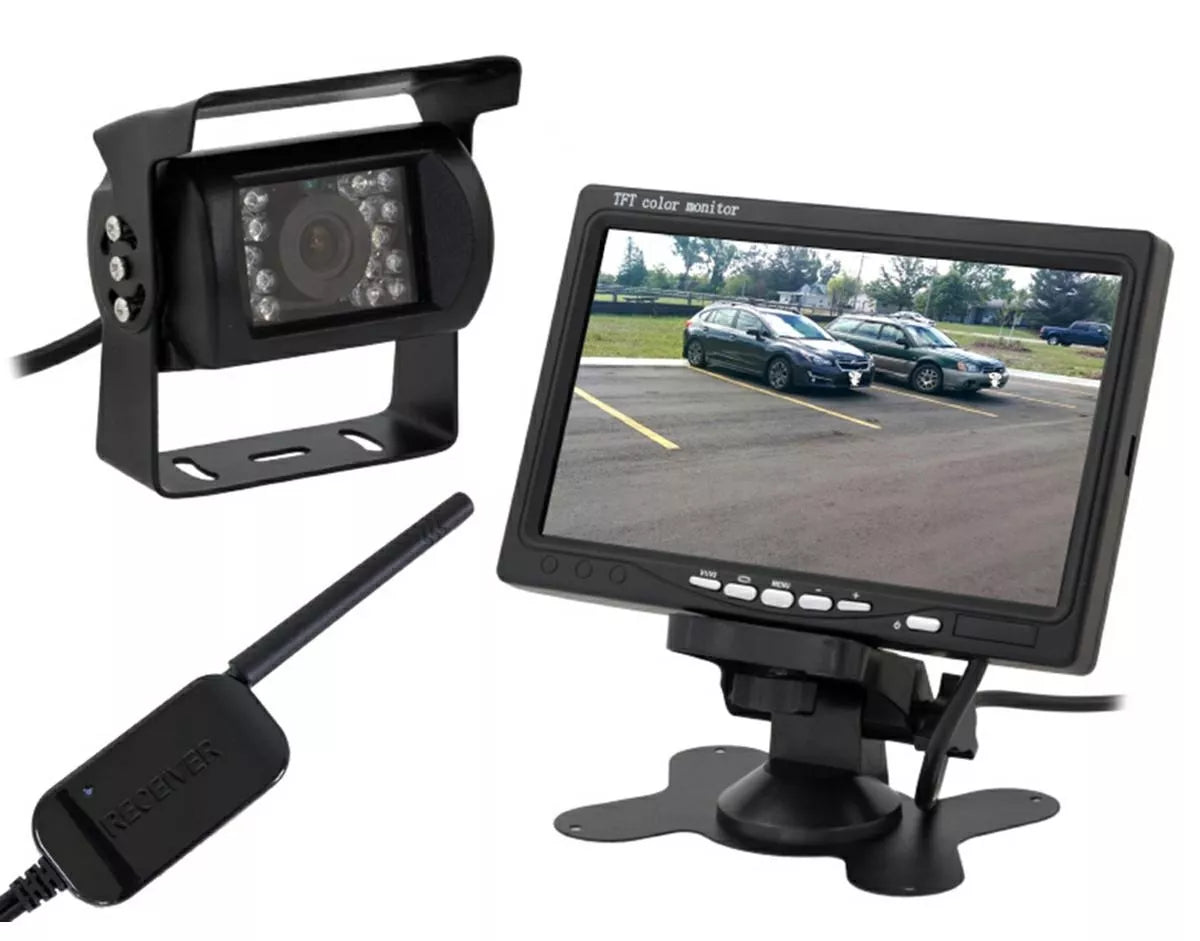 Cameră video wireless pentru monitorizarea vederii din spate a automobilului + LCD 7"
