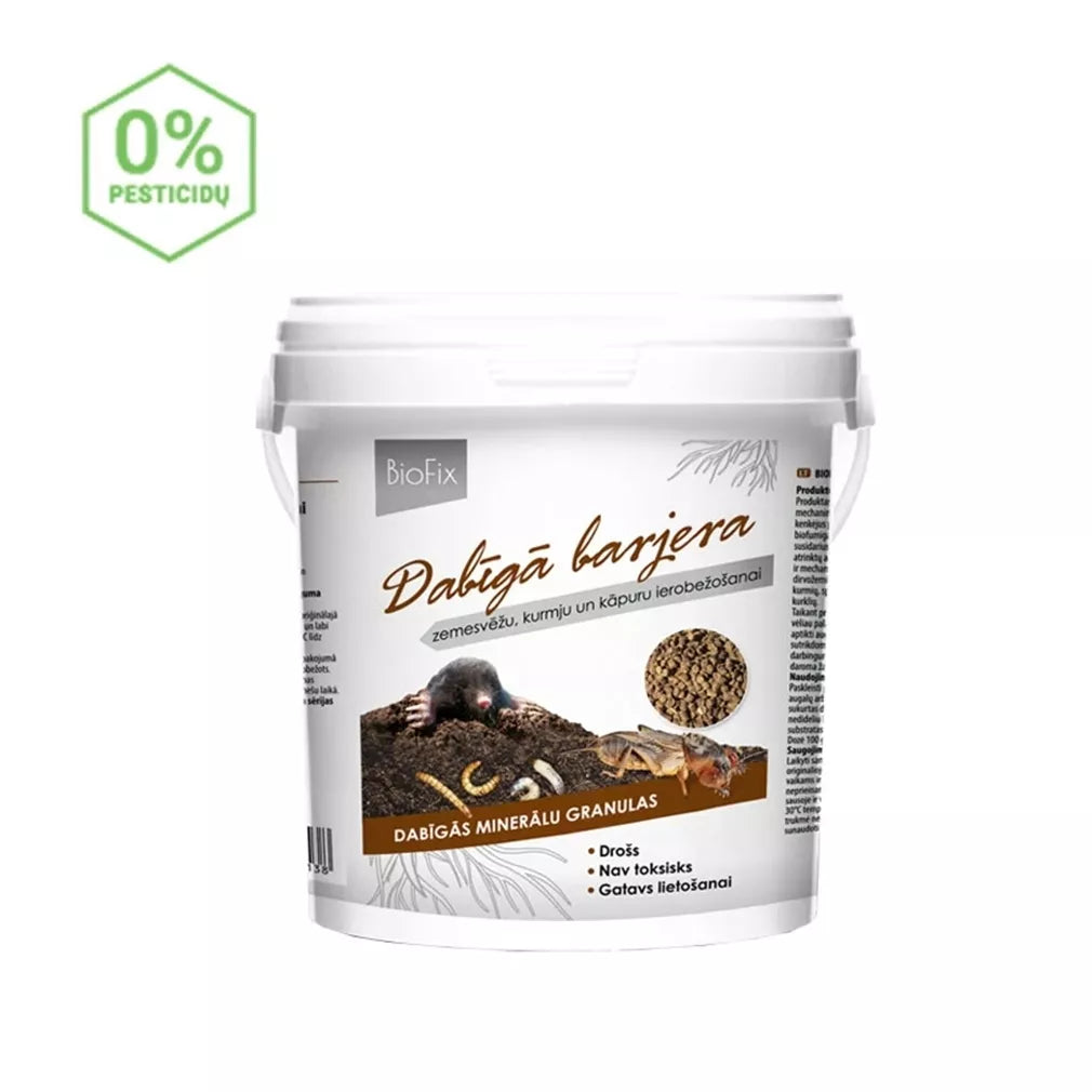BIOFIX STOPPER barier natural pentru controlul cârtițelor, greierilor de câmp și viermilor de sârmă, 1 kg
