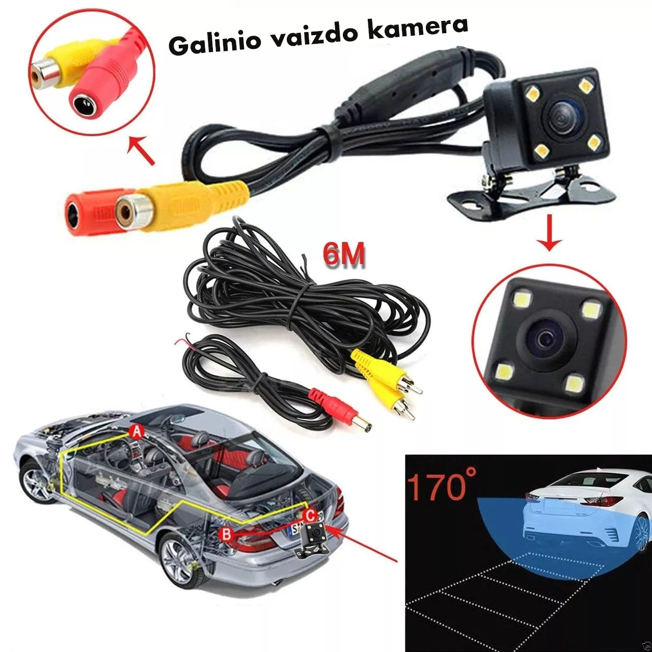 CAMERĂ VIDEO SPATE CU ILUMINARE DE NOAPTE