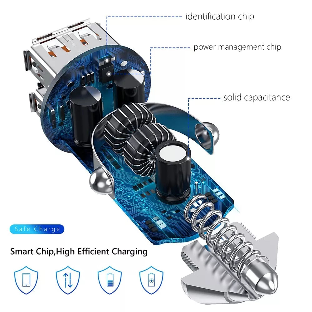Încărcător auto cu încărcare rapidă SAM. Adaptor 2 X USB 3.0 FAST