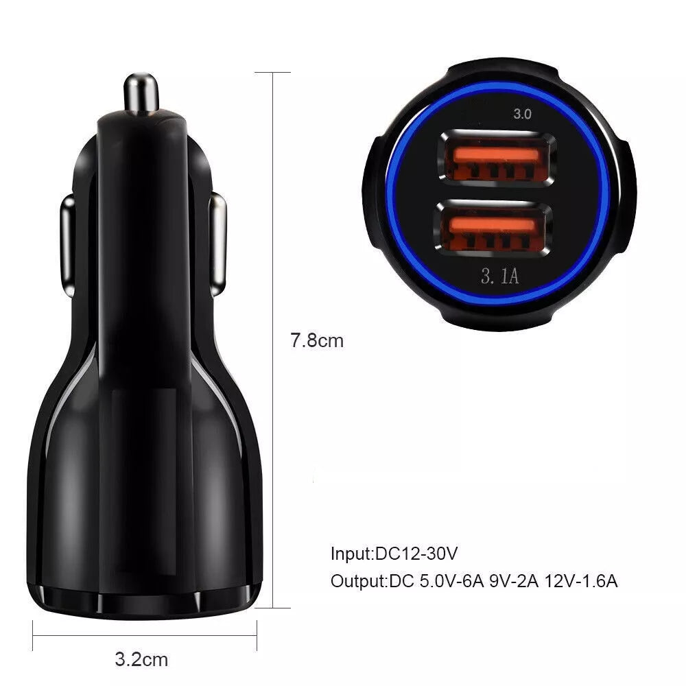Încărcător auto cu încărcare rapidă SAM. Adaptor 2 X USB 3.0 FAST
