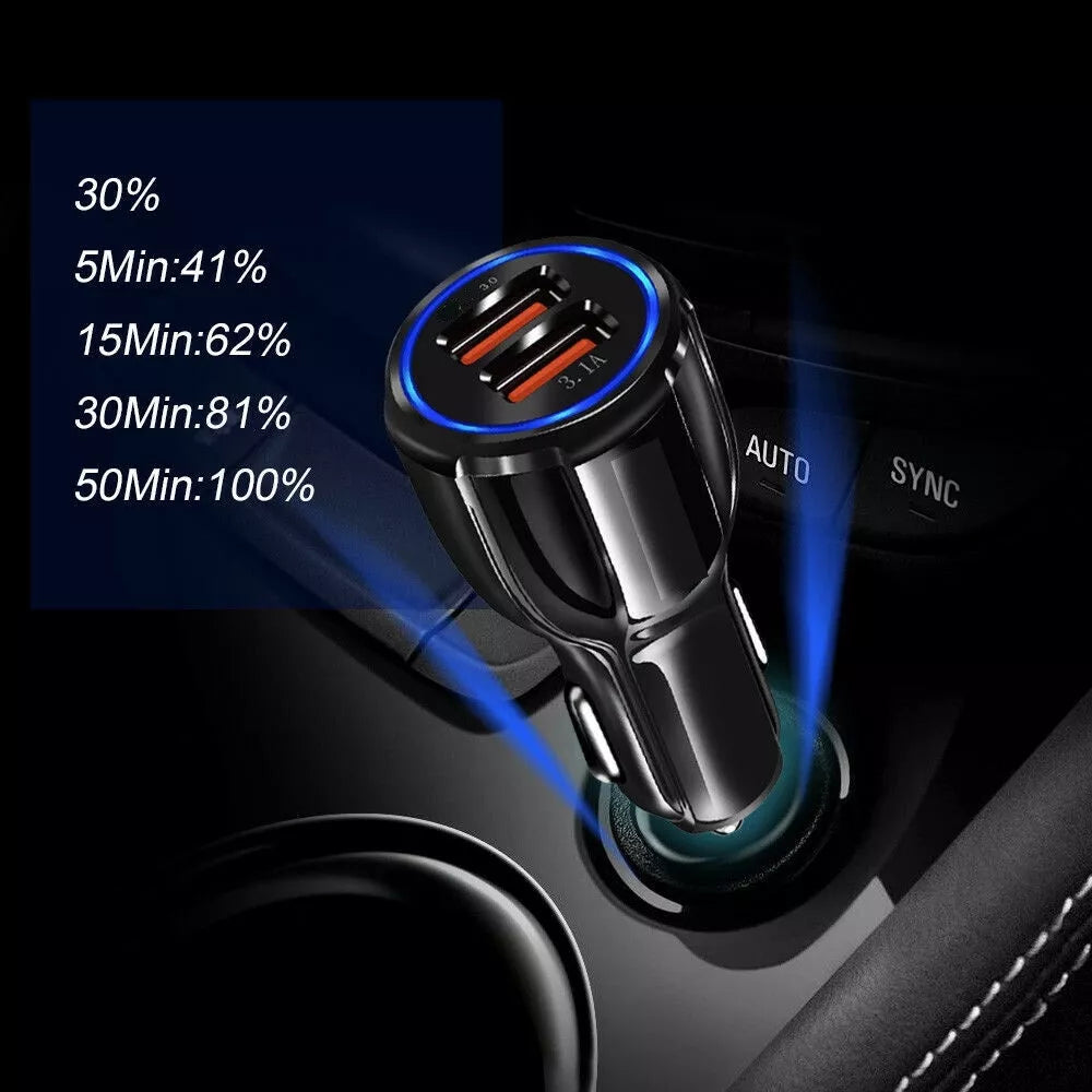 Încărcător auto cu încărcare rapidă SAM. Adaptor 2 X USB 3.0 FAST