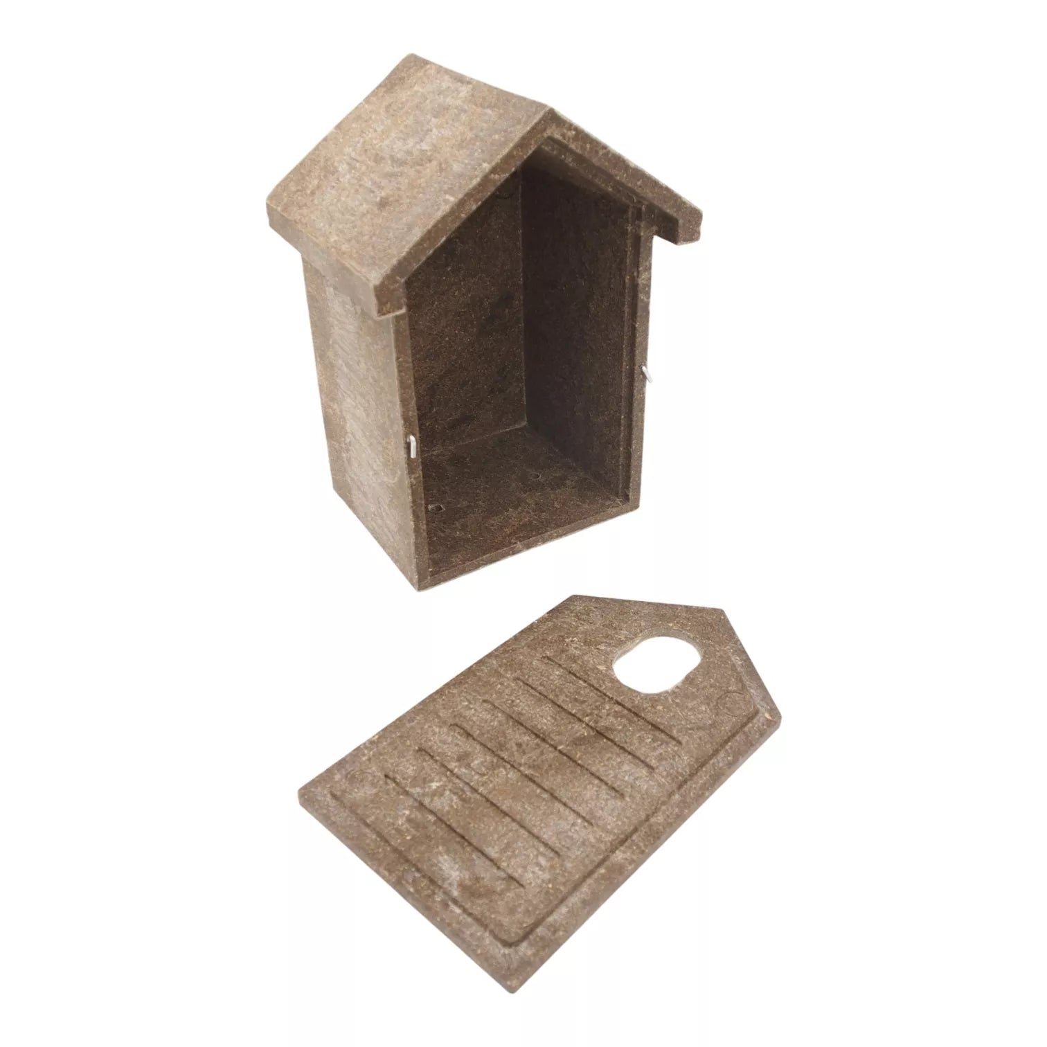 Căsuță pentru pițigoi din lemn polimeric cu intrare ovală 5 × 3 cm