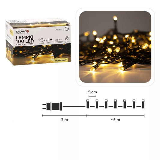Ghirlande cu LED-uri pentru iluminat decorativ, 100 LED, lumină albă caldă, 5 m