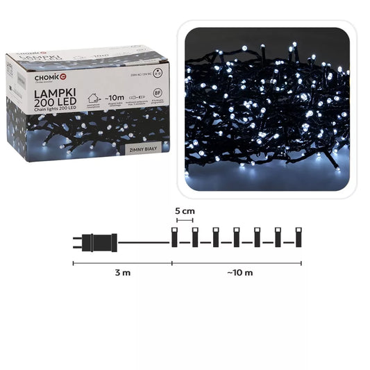 Ghirlande cu LED-uri Kalėdinės, 200 LED, lumină albă rece, 10 m