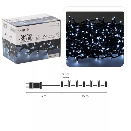 Ghirlandă LED Kaldine, 300 LED, lumină albă rece, 15 m
