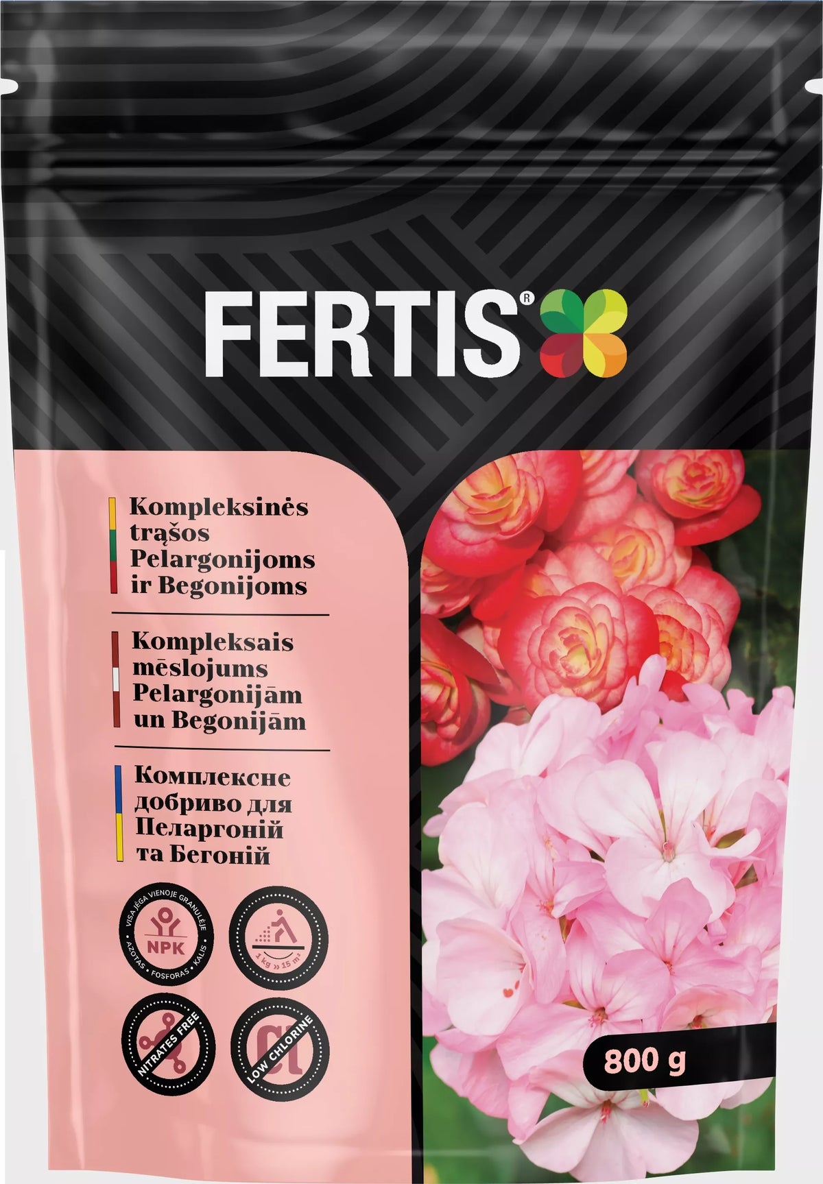 Îngrășăminte complexe pentru mușcate și begonii FERTIS, 800g