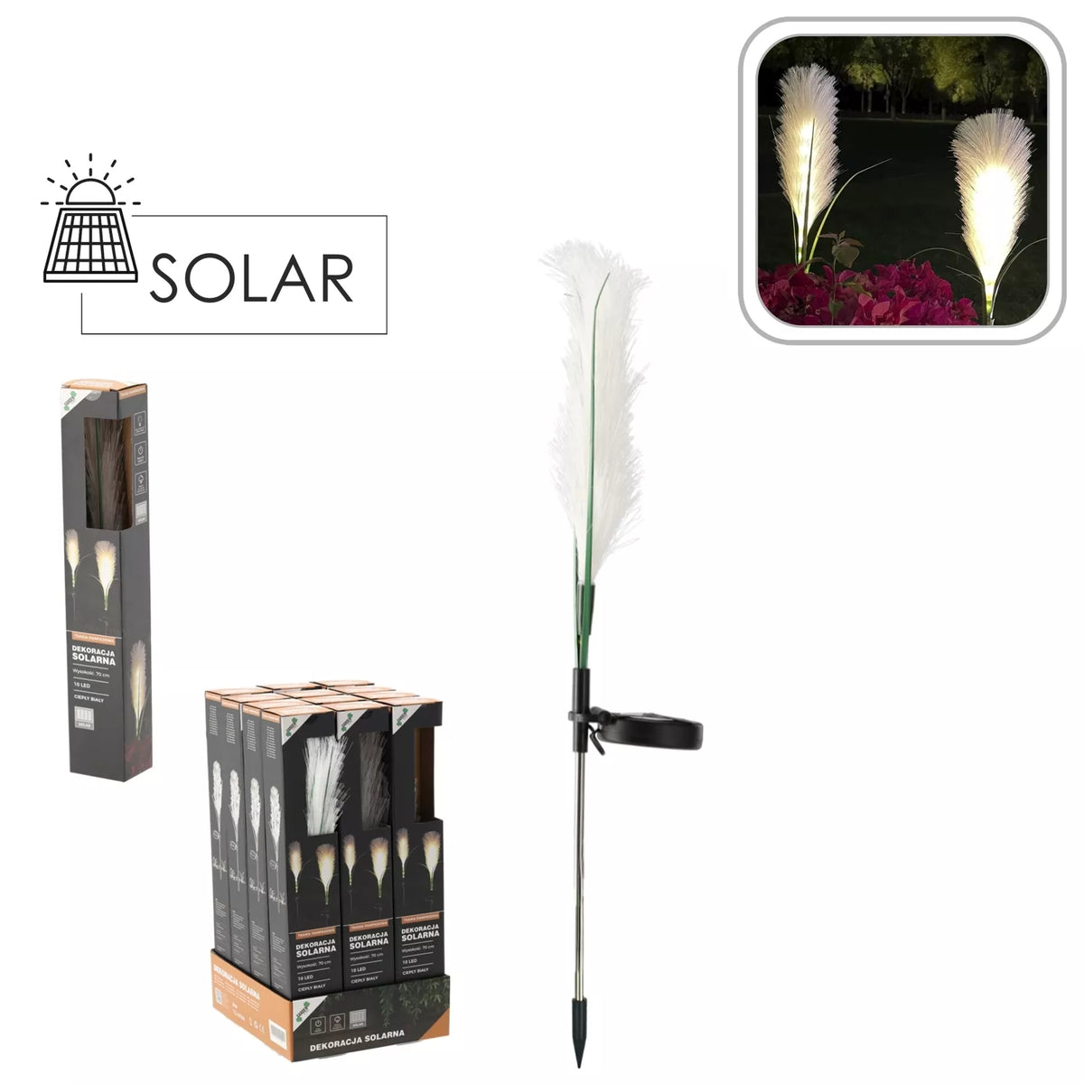 Decorațiune LED „Iarbă Pampas”, 70 cm