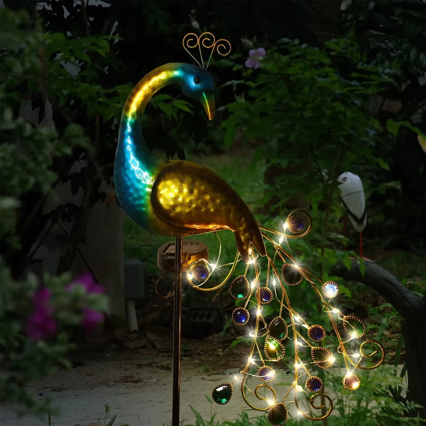 Decorațiune de grădină cu LED „Păun cu iluminare LED”
