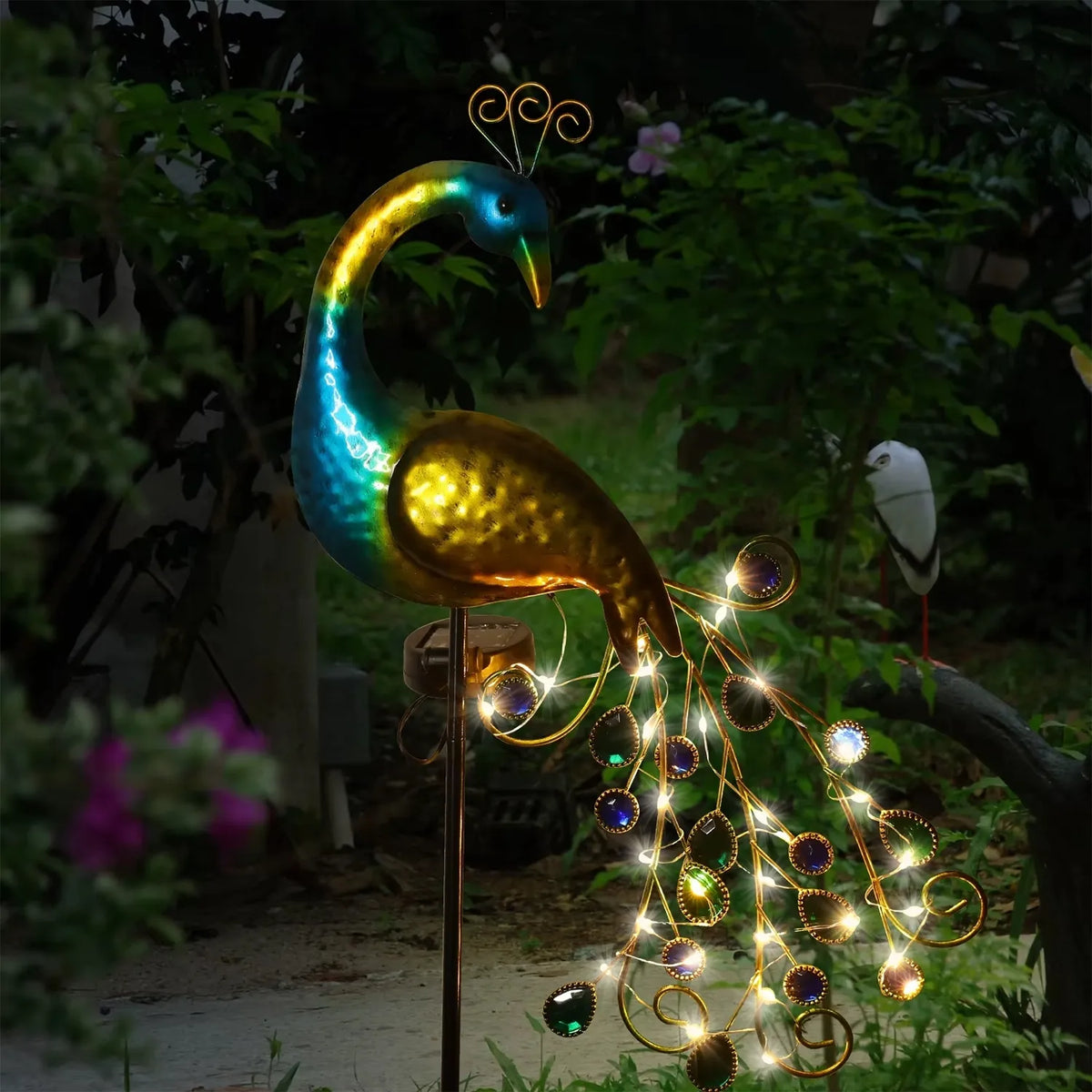 Decorațiune de grădină cu LED „Păun cu iluminare LED”