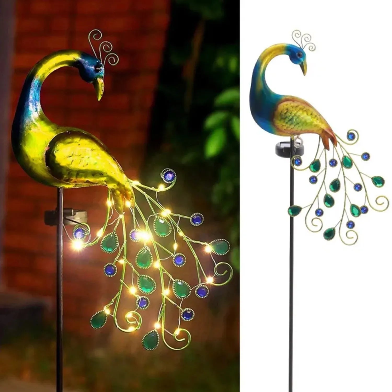 Decorațiune de grădină cu LED „Păun cu iluminare LED”