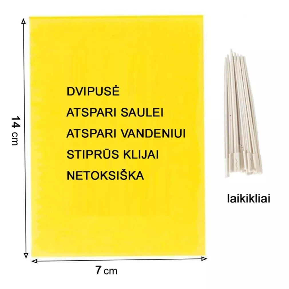 Magnet start galben (7x14cm) capcane pentru musculițe albe, ploșnițe, afide, 12 buc