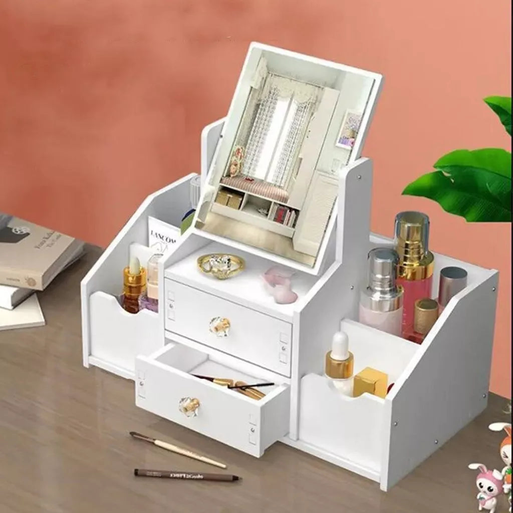 Cutie de cosmetice din lemn cu oglindă