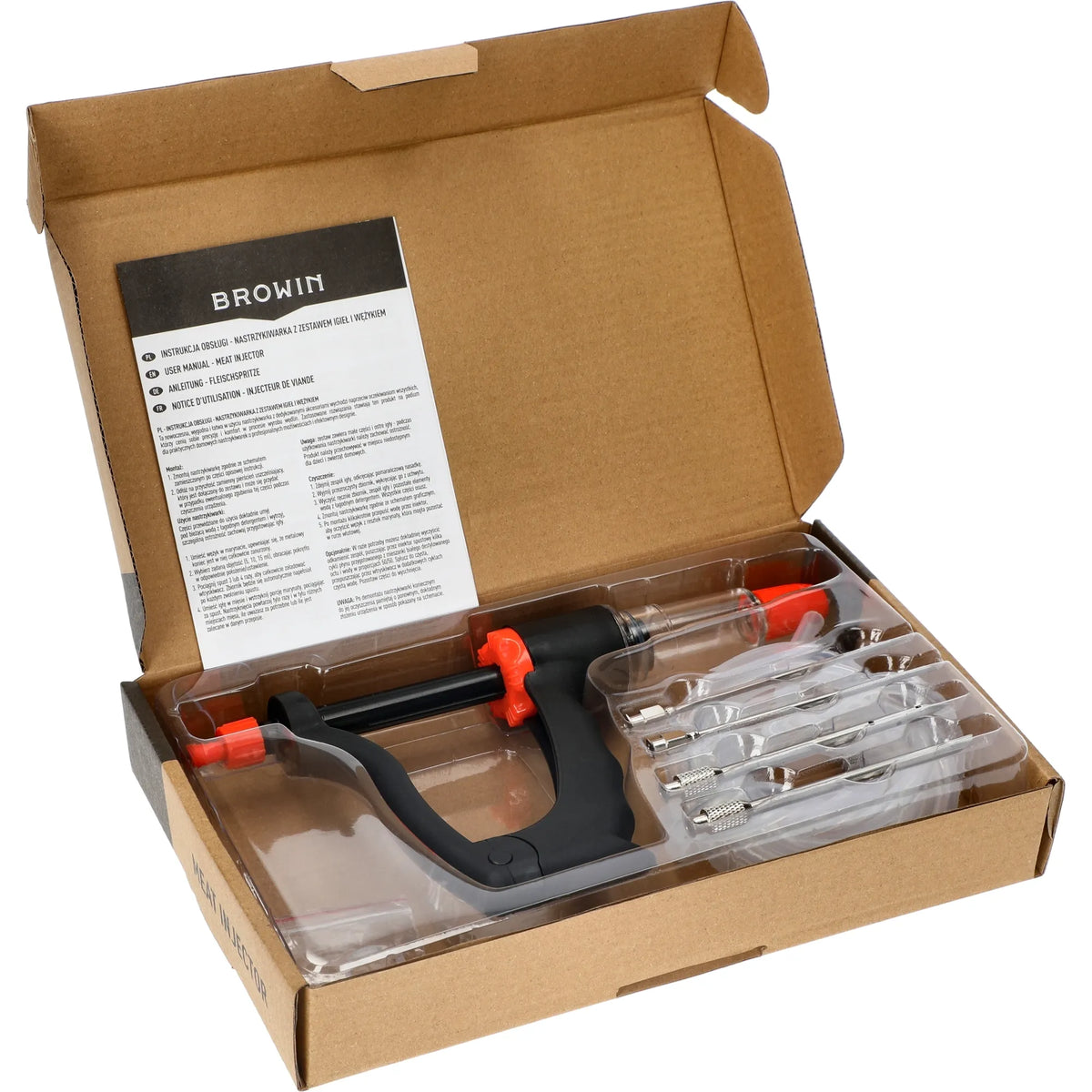 Injector de carne cu set de ace și carcasă