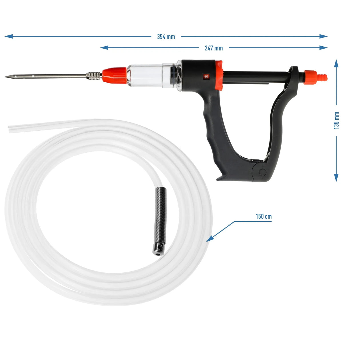 Injector de carne cu set de ace și carcasă