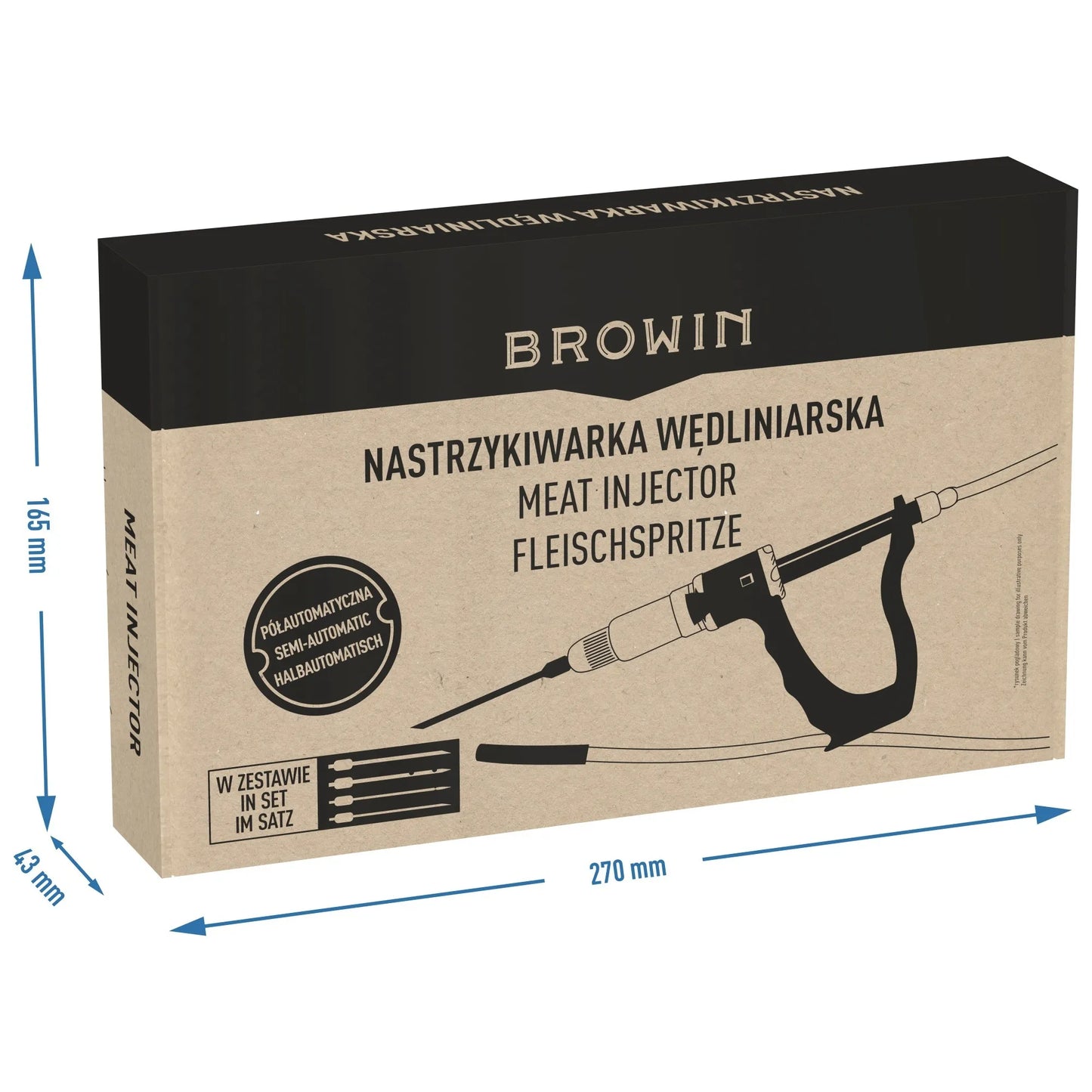 Injector de carne cu set de ace și carcasă