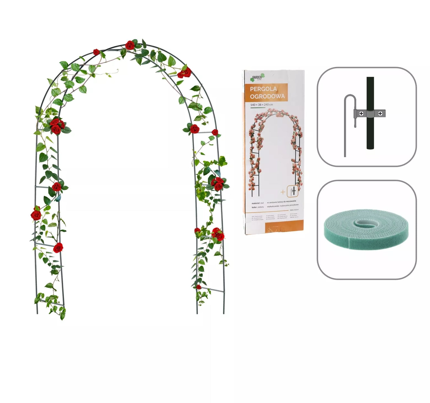 Pergolă metalică de grădină pentru plante cățărătoare 140 × 38 × 240 cm