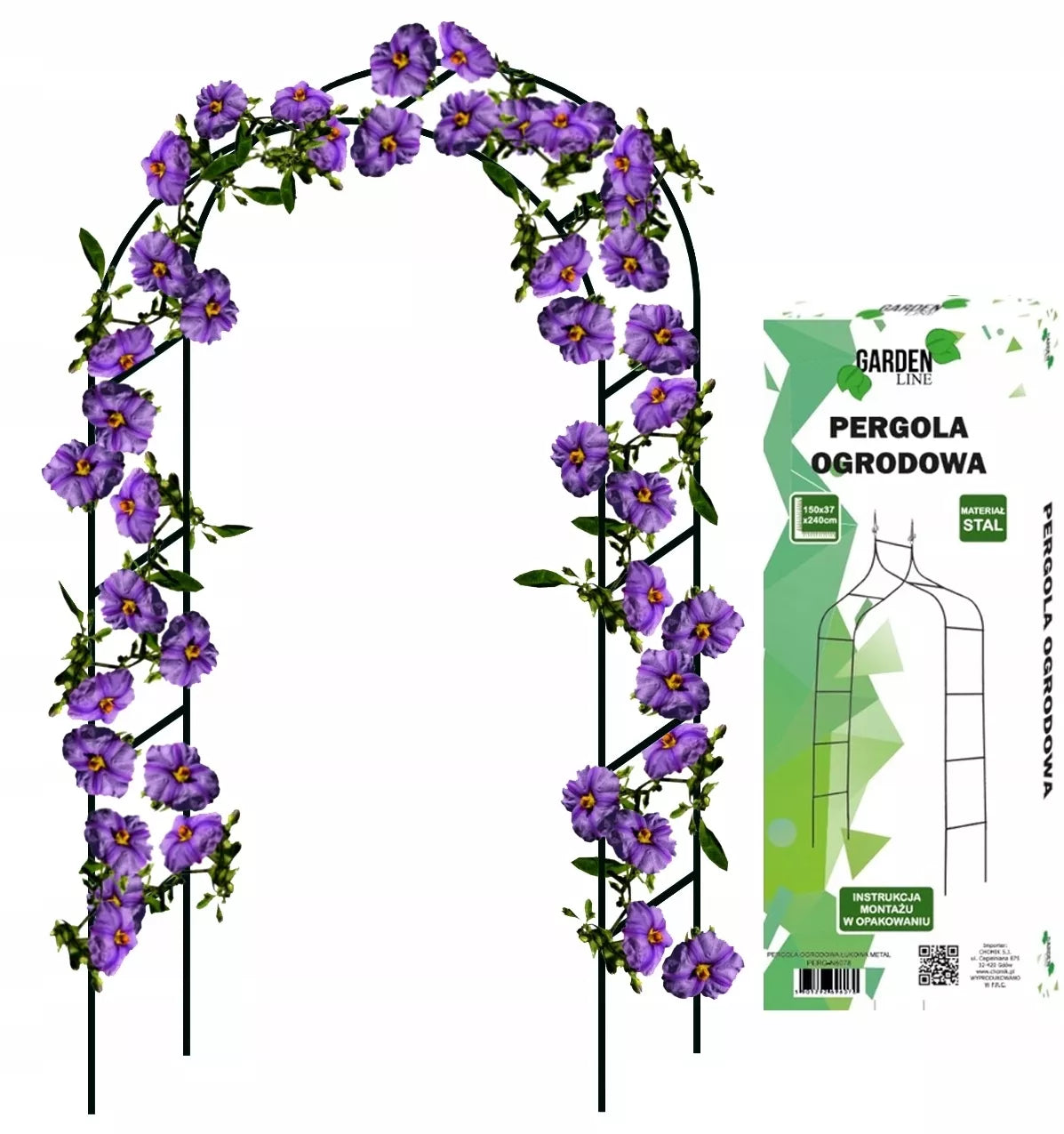 Pergolă metalică de grădină pentru plante cățărătoare 140 × 38 × 240 cm