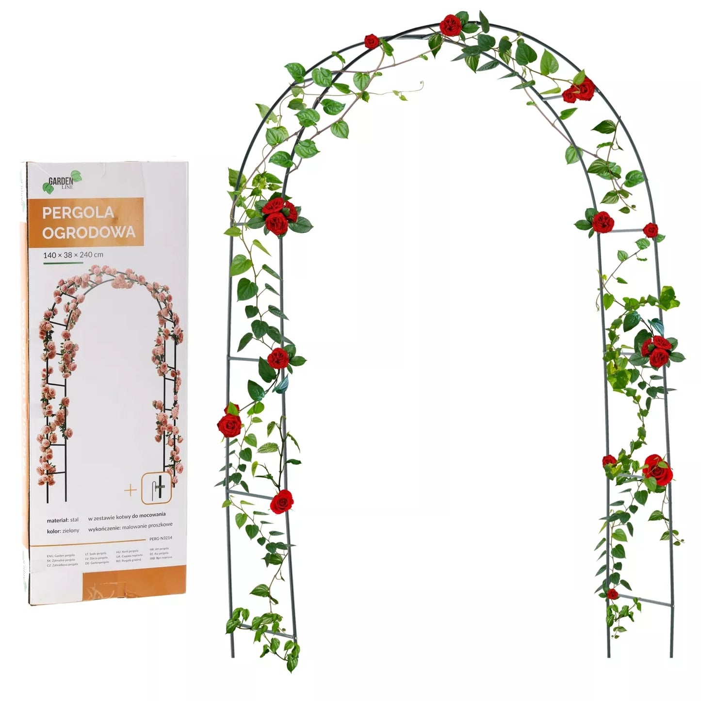 Pergolă metalică de grădină pentru plante cățărătoare 140 × 38 × 240 cm