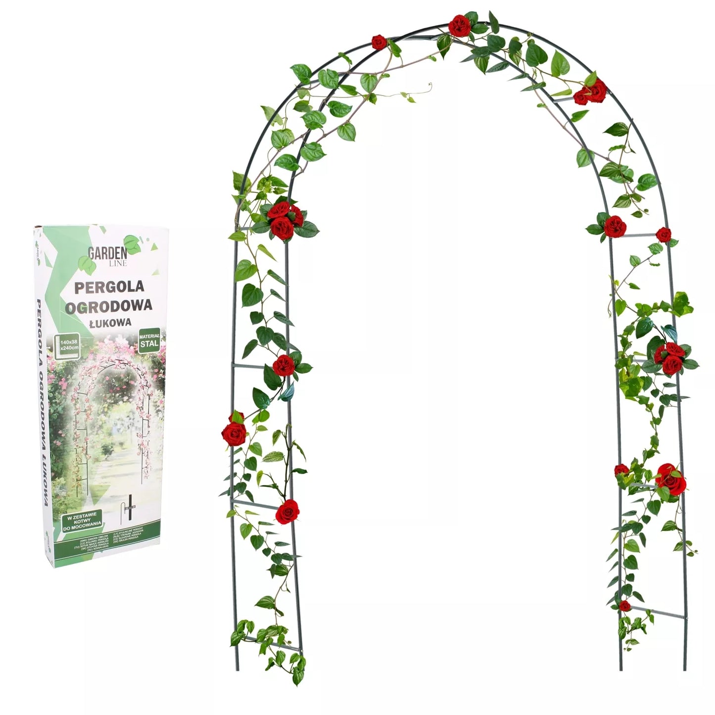 Pergolă metalică de grădină pentru plante cățărătoare 140 × 38 × 240 cm