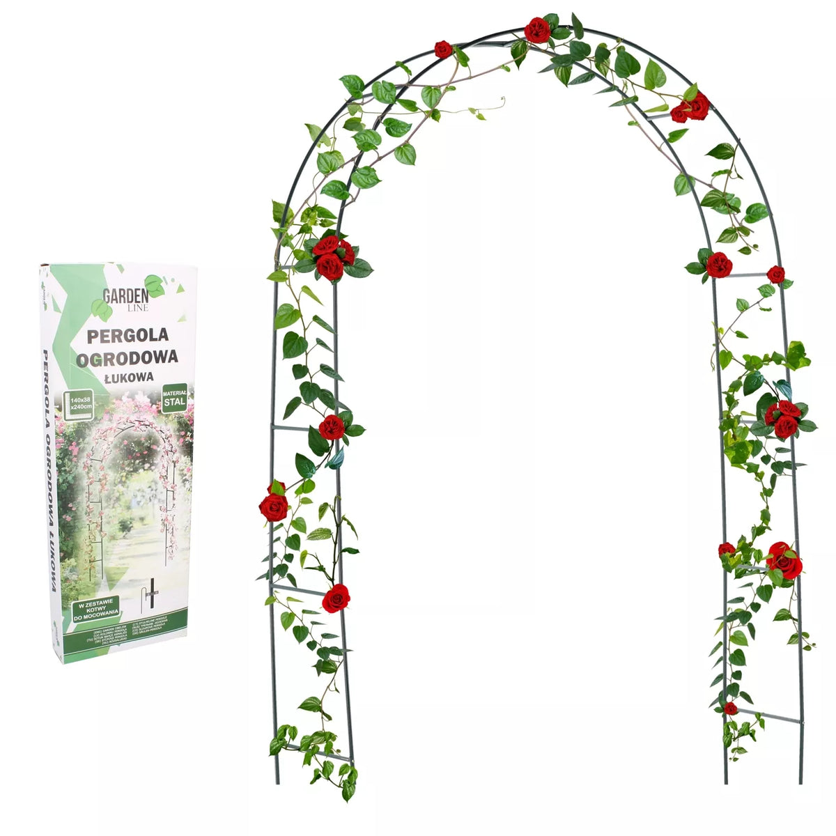 Pergolă metalică de grădină pentru plante cățărătoare 140 × 38 × 240 cm