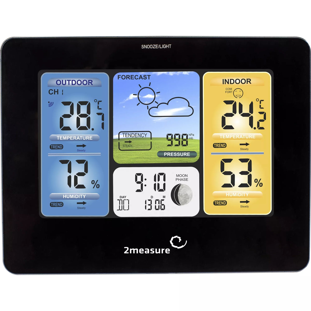Stație meteorologică RCC – electronică, fără fir, cu ecran tactil, negru