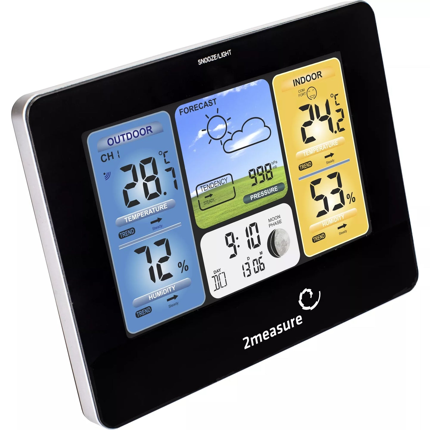 Stație meteorologică RCC – electronică, fără fir, cu ecran tactil, negru