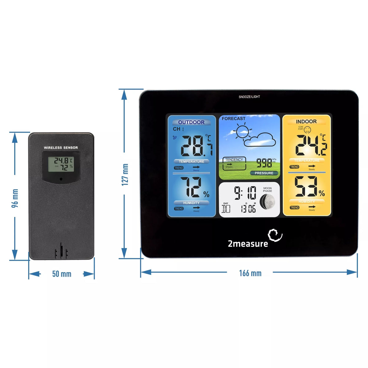 Stație meteorologică RCC – electronică, fără fir, cu ecran tactil, negru