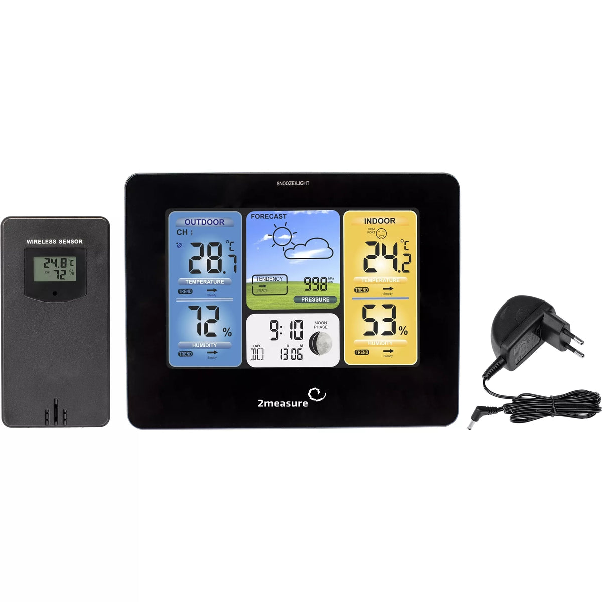 Stație meteorologică RCC – electronică, fără fir, cu ecran tactil, negru