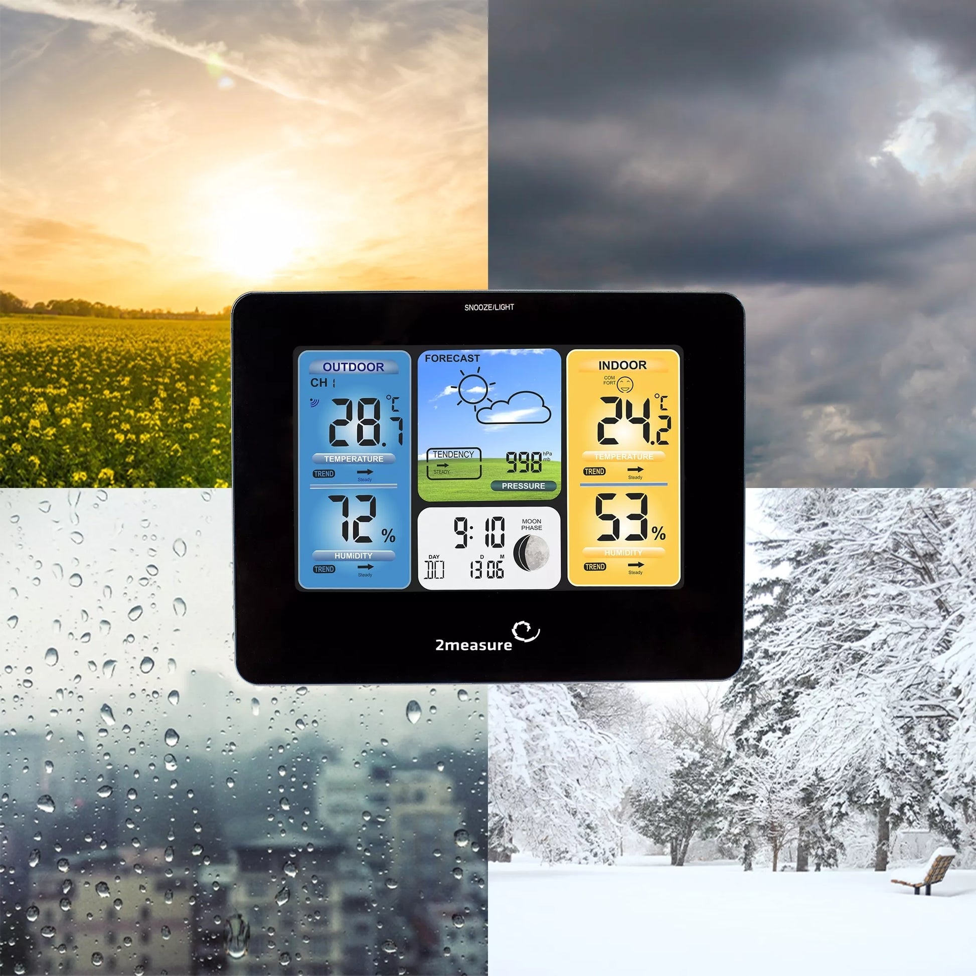 Stație meteorologică RCC – electronică, fără fir, cu ecran tactil, negru