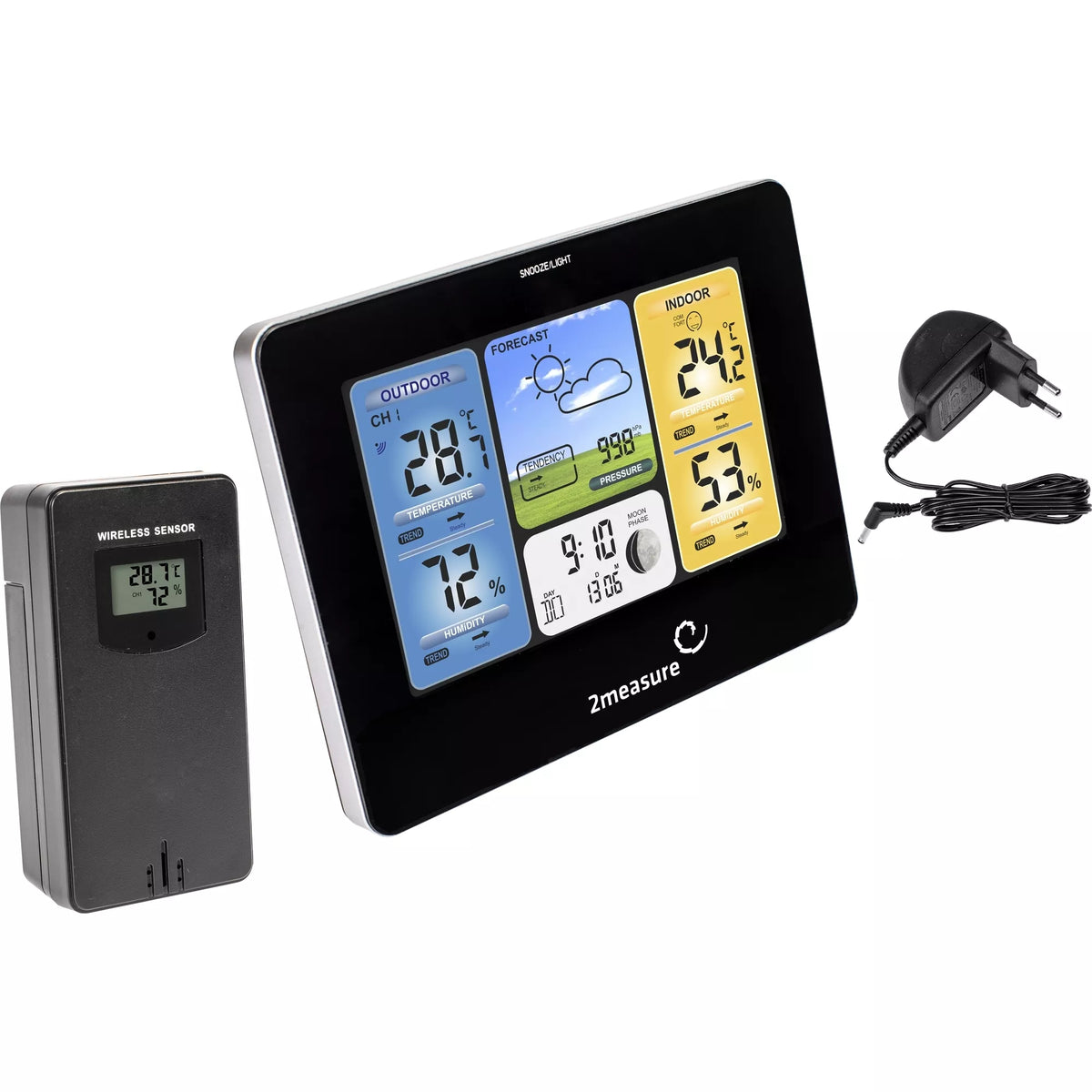 Stație meteorologică RCC – electronică, fără fir, cu ecran tactil, negru