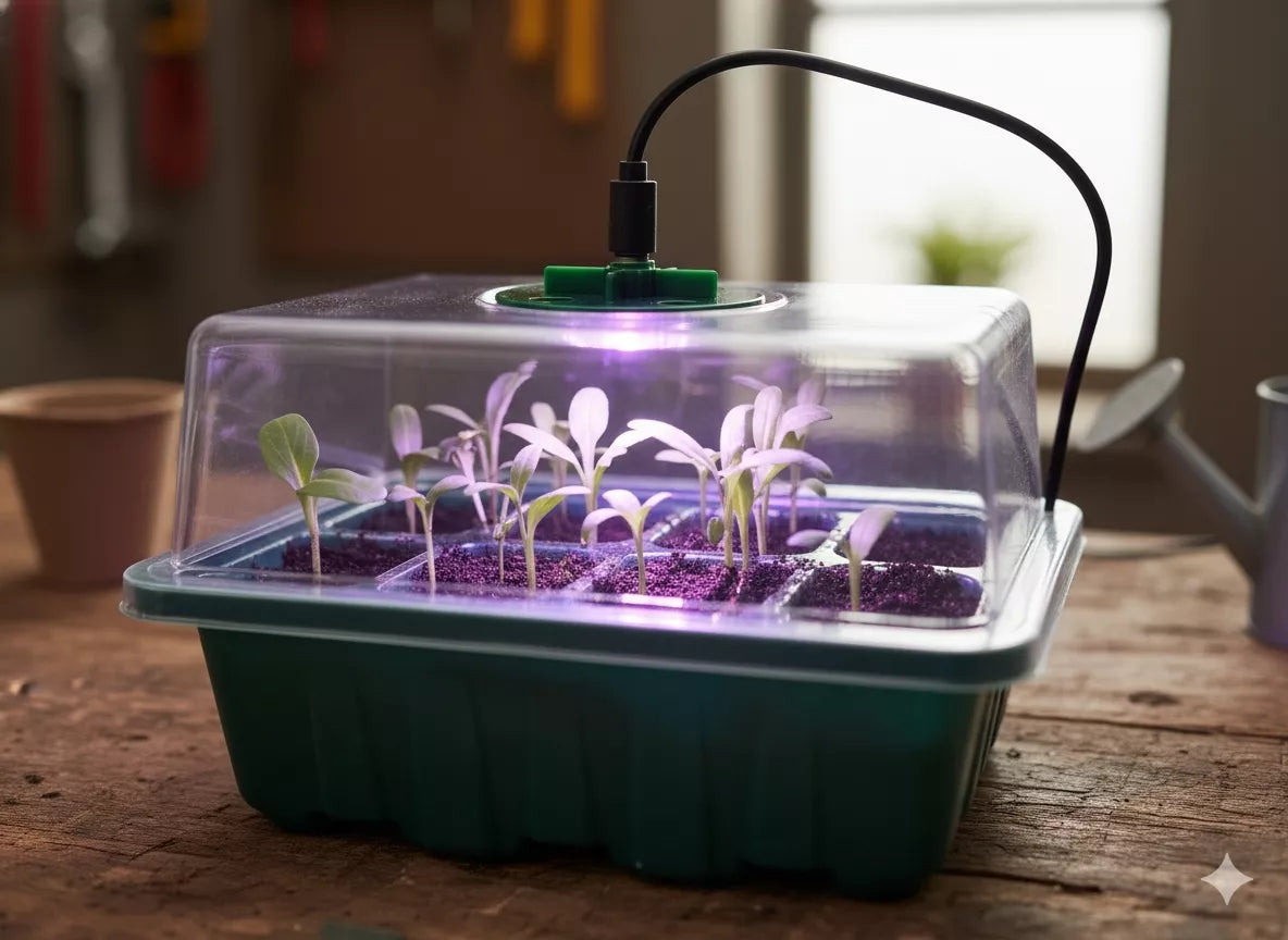 Set mini seră pentru germinare cu iluminare LED – 3 buc.