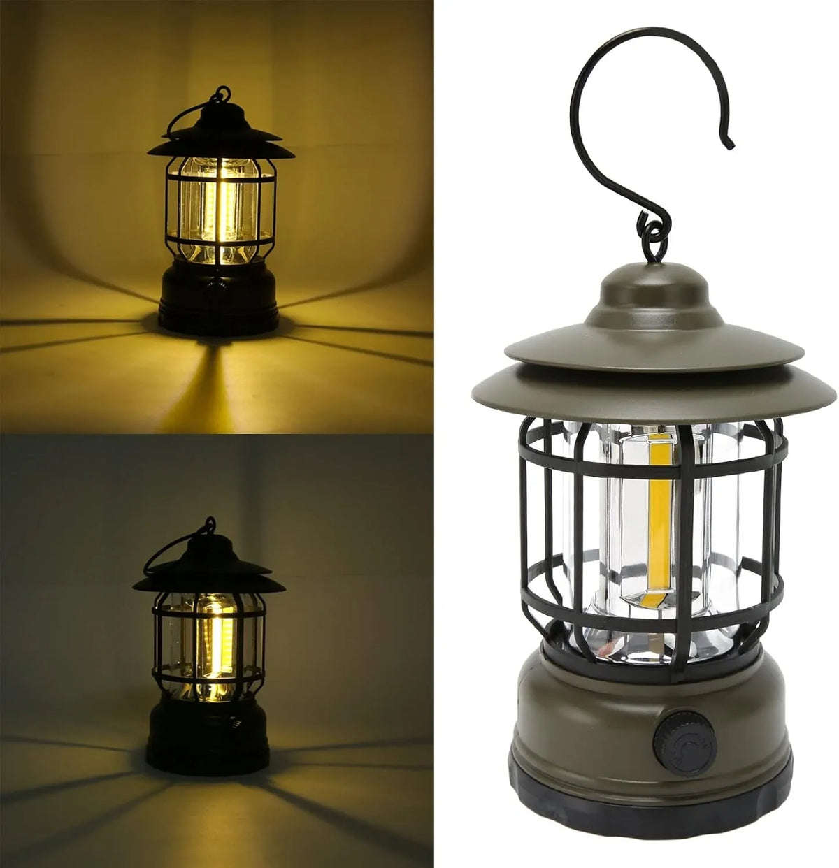 Lampă LED portabilă pentru camping cu cârlig de agățare (reîncărcabilă prin USB)
