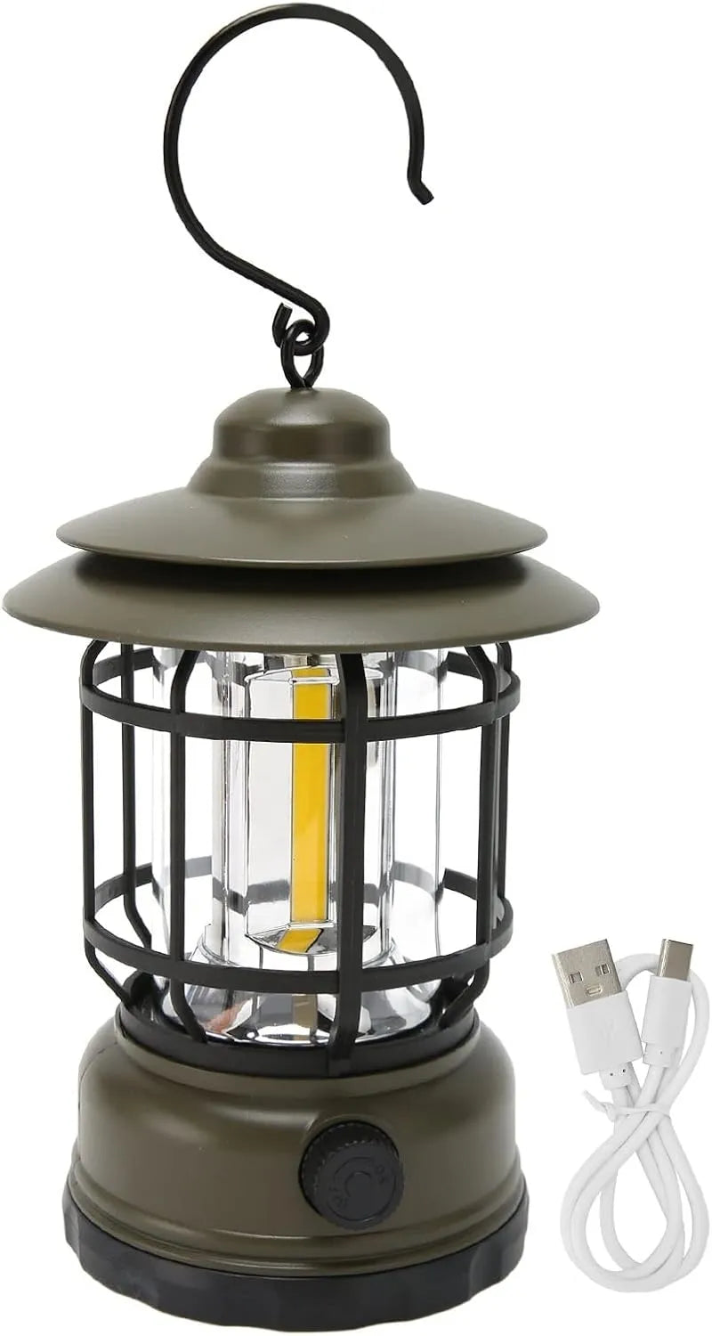 Lampă LED portabilă pentru camping cu cârlig de agățare (reîncărcabilă prin USB)