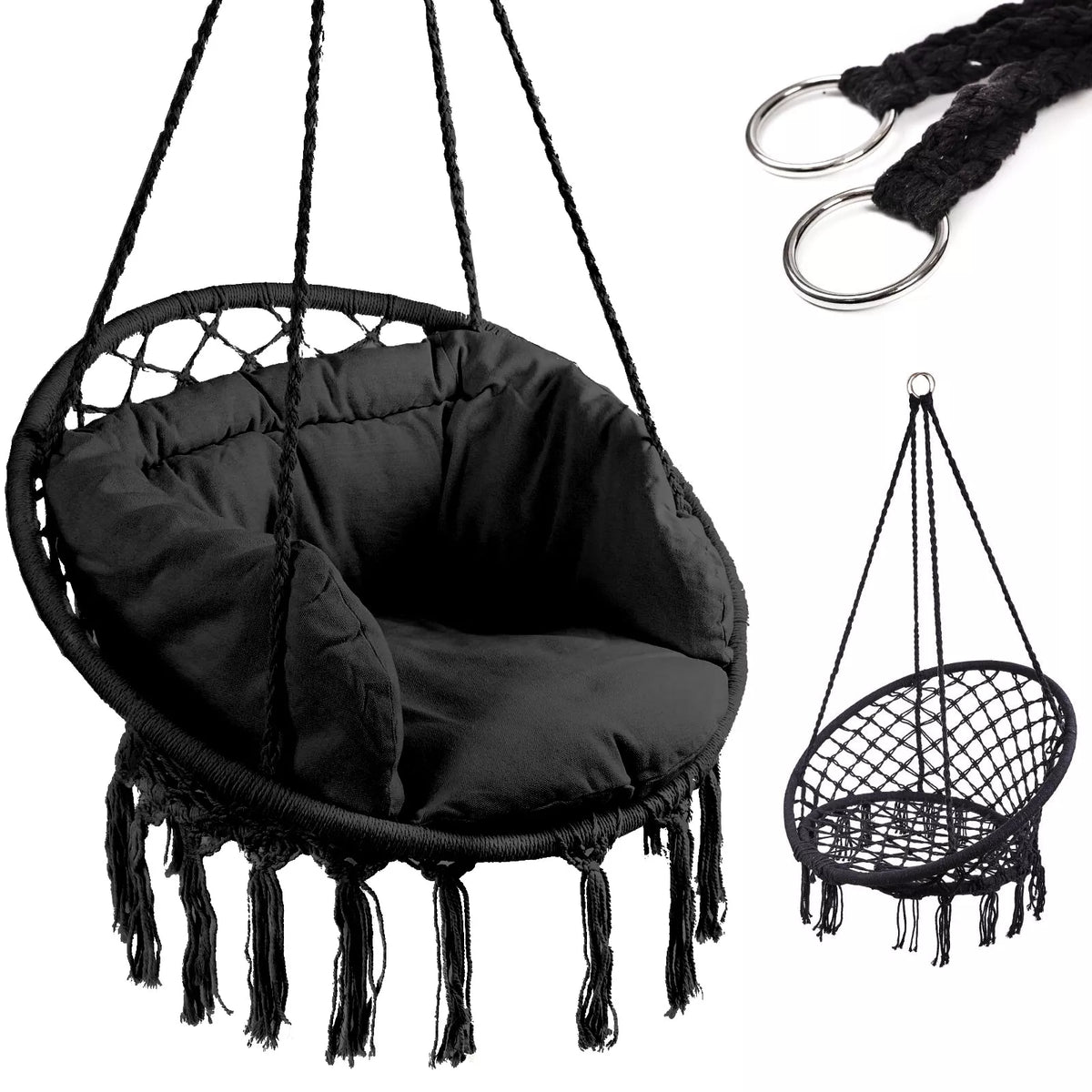 Hamac suspendat + pernă (negru)