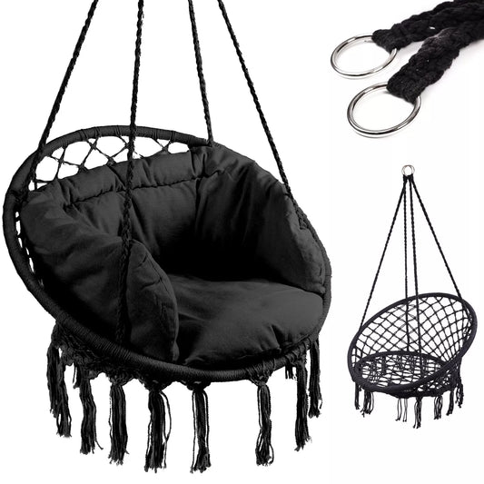 Hamac suspendat + pernă (negru)