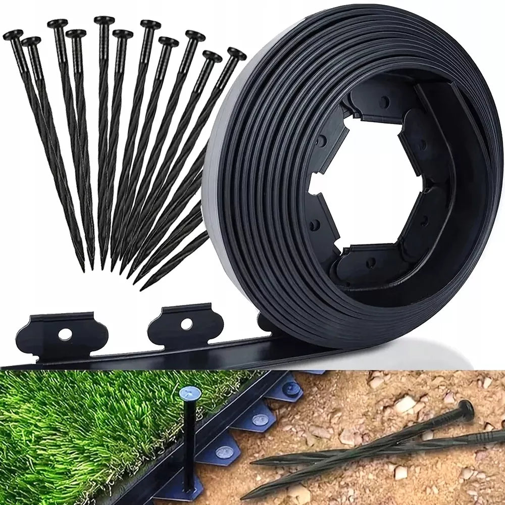 Margine din plastic pentru gazon - bordură 10m +20 cuie