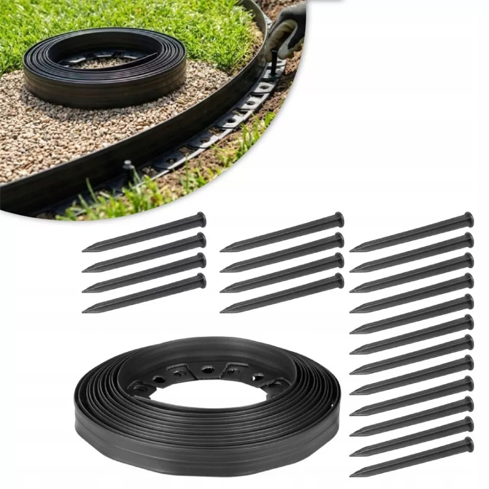 Margine din plastic pentru gazon - bordură 10m +20 cuie