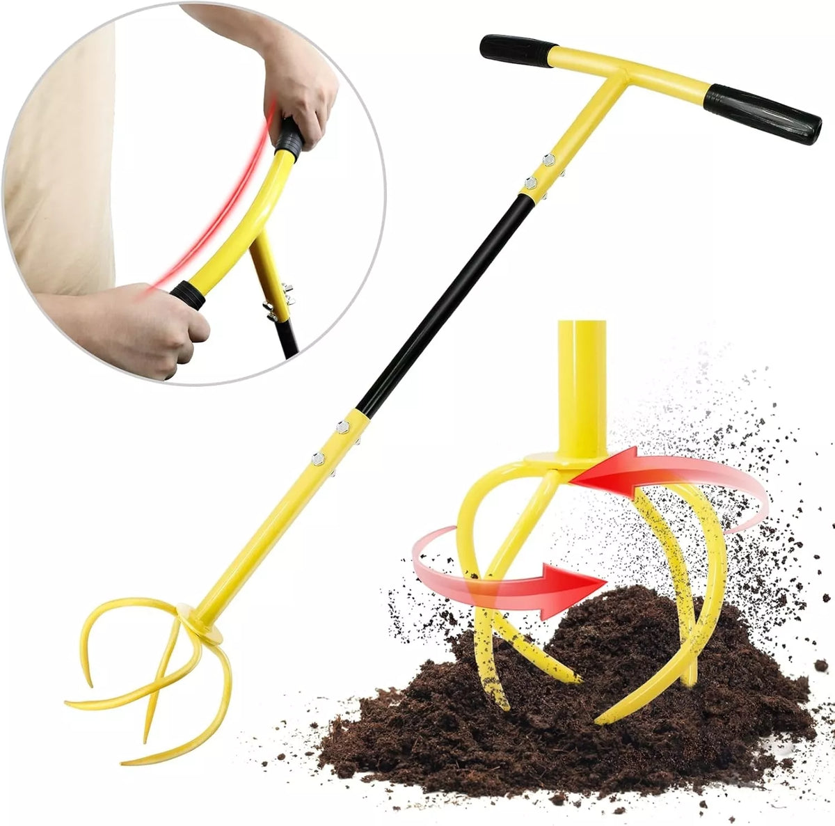 Cultivator manual pentru sol cu mâner în formă de T